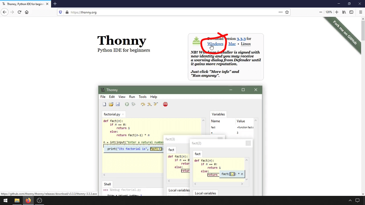 thonny pythonfor windows